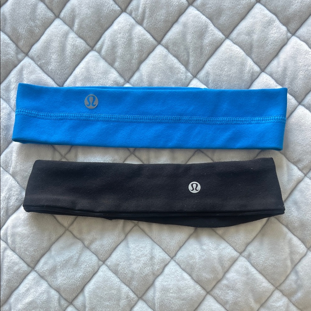 Lululemon Blue and Black Headbands 2 pairs
